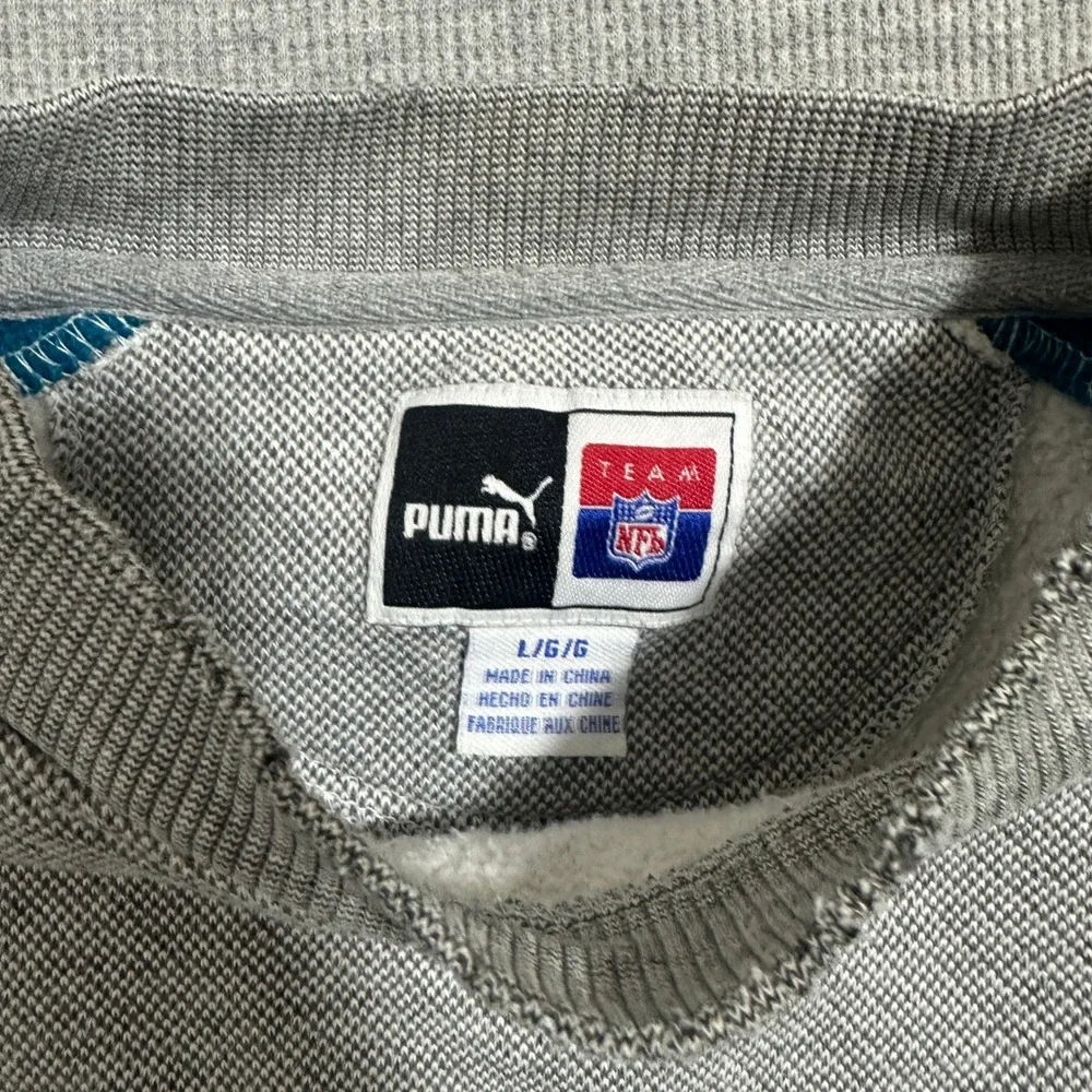 Thrashed Puma Jacksonville Jaguars NFL Crewneck Sweatshirt Teal Gray Mens Large - Picture 5 of 9